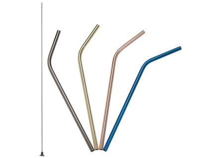 Lurch - Trendy nerezová zahnutá brčka 00240992 -21,5 cm barevná (4 ks+ kartáček)