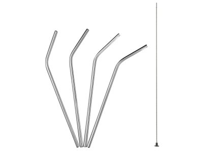 Lurch - Trendy nerezová zahnutá brčka 00240993 -21,5 cm stříbrná (4 ks+ kartáček)