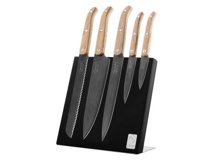 LAGUIOLE Innovation sada nozu rukojet dubova povrchova uprava cepele stonewash a magneticky stojan na noze a79290829 10850