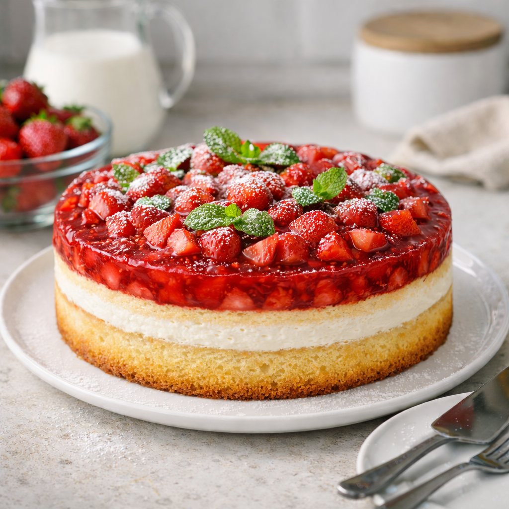 Jahodový dort s tvarohem - Ideální letní dezert