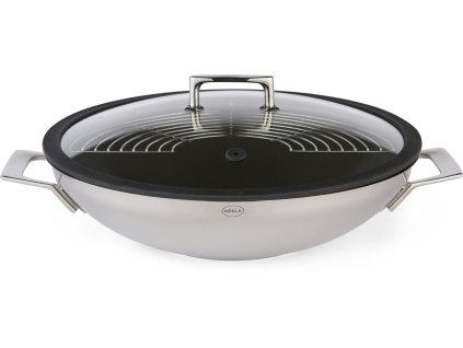 Pánev WOK 36 cm nerezová nepřilnavá s poklicí SILENCE, RÖSLE 1
