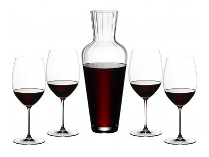 Sklenice a karafa Riedel VERITAS Cabernet, set 4 ks křišťálových sklenice a karafy