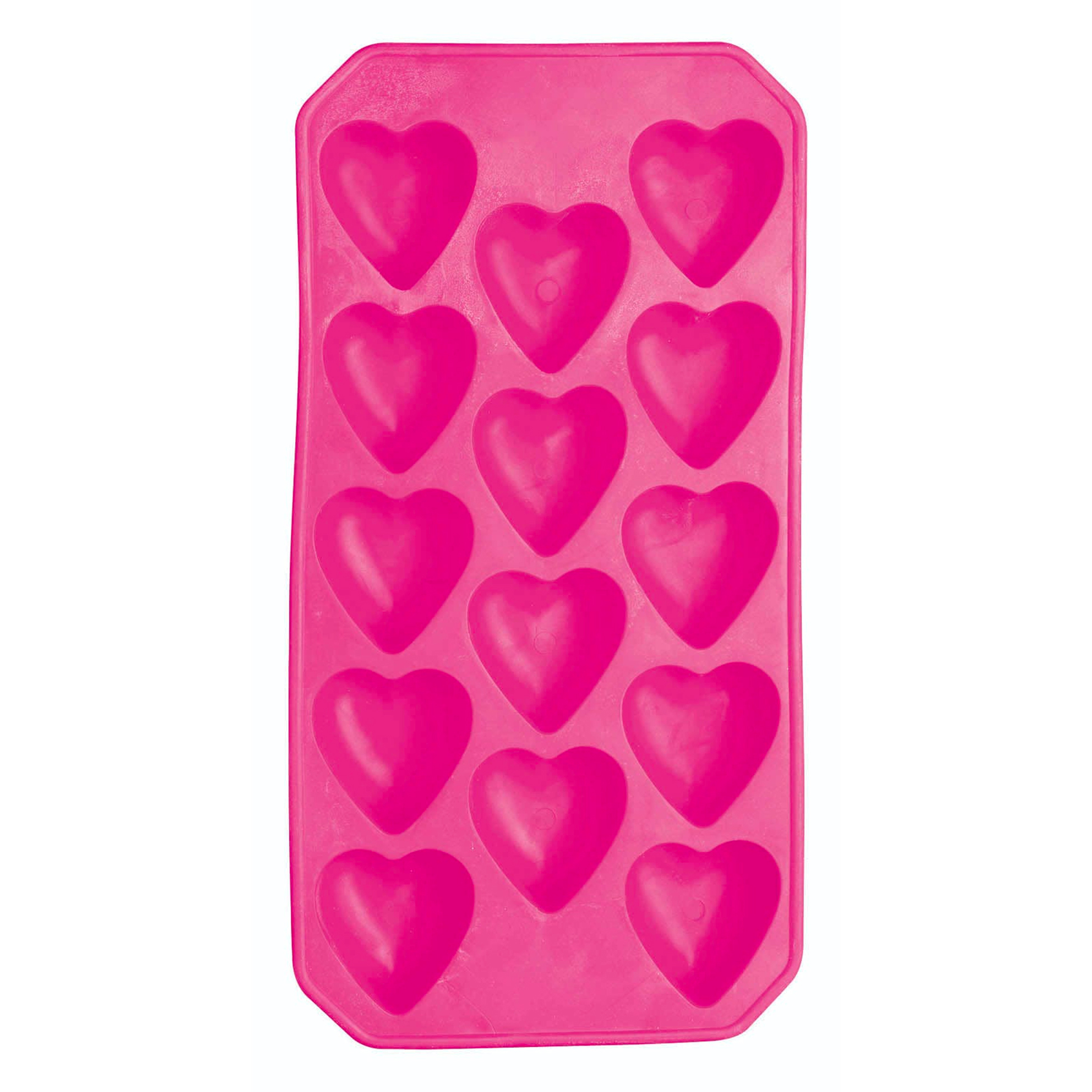 Forma na led KitchenCraft Srdce, silikonová, růžová KCBCICEHEART