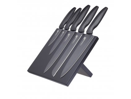 Blok na nože MasterClass Agudo s 5 nožmi, čierny magnetický