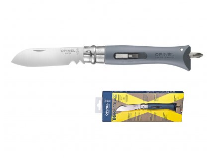 Zatvárací nôž VRI N°09 DIY 8 cm multifunkčný sivý v blistri, OPINEL
