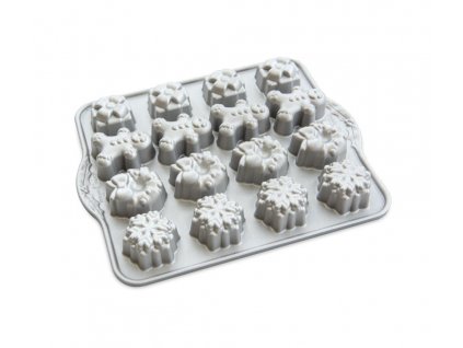40202 4 forma na mini babovky 4 tvary 16 formicek stribrna nordic ware