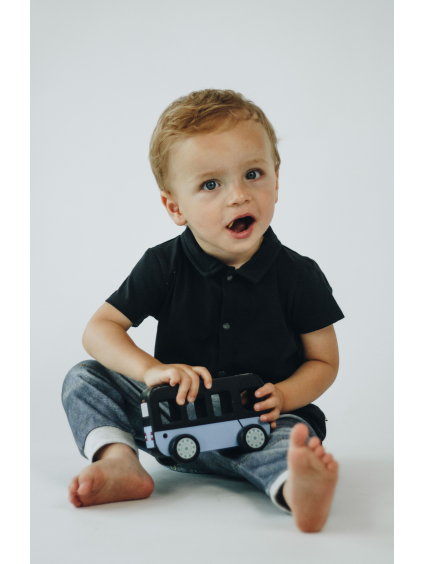 Boys black polo shirt_S07735