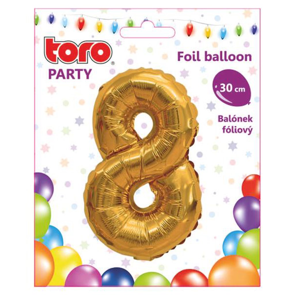 Balónek foliový TORO číslice 8 30cm Kód produktu: 263958 Značka: TORO