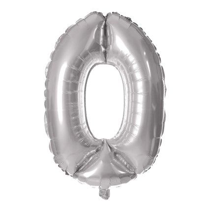 Balónek foliový TORO číslice 0 30cm stříbrný