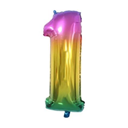 Balónek foliový TORO číslice 1 30cm duhový
