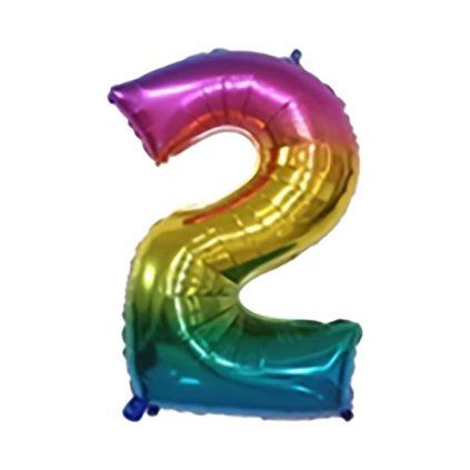 Balónek foliový TORO číslice 2 30cm duhový
