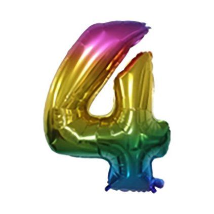 Balónek foliový TORO číslice 4 30cm duhový