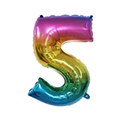 Balónek foliový TORO číslice 5 30cm duhový