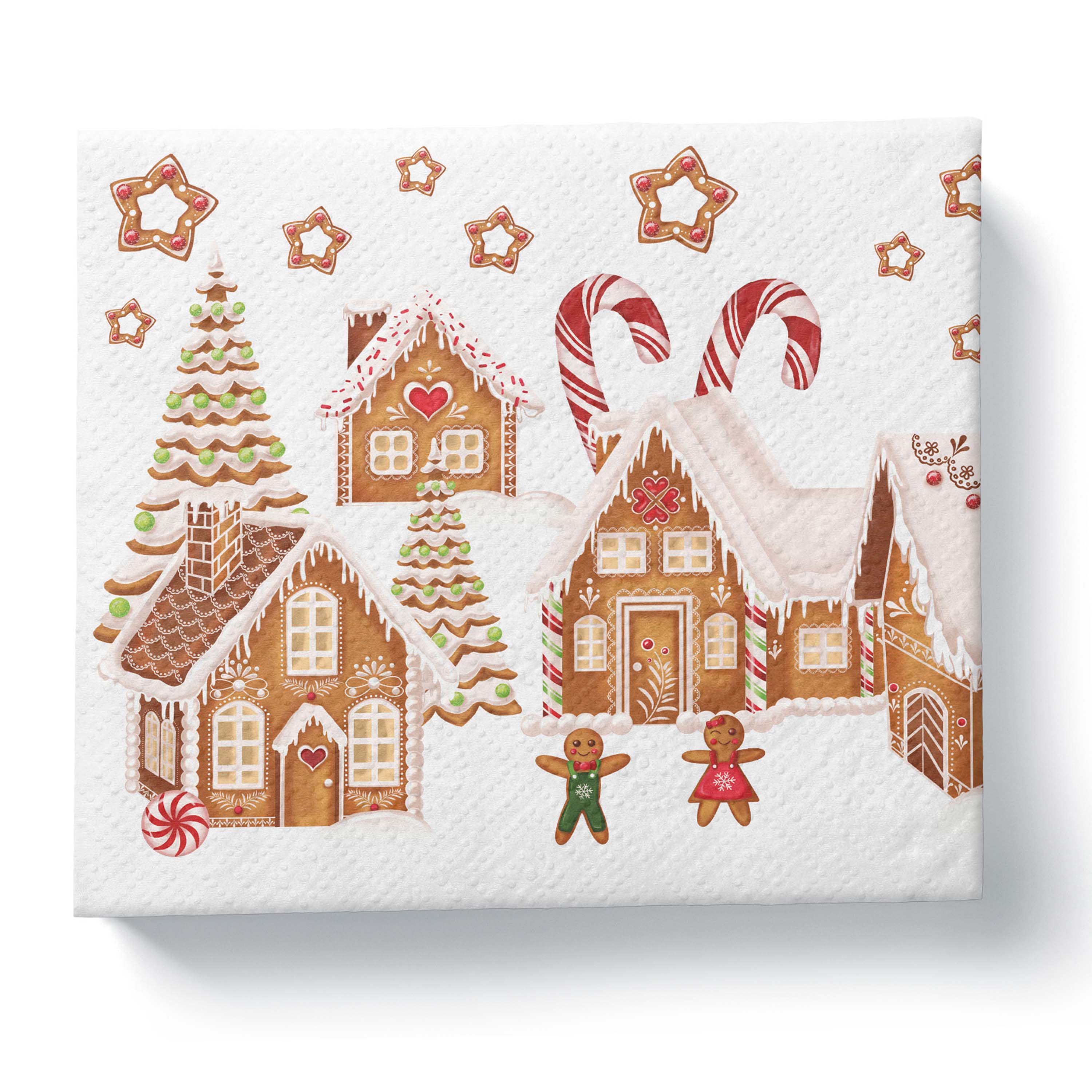 Levně PROCOS Papírové ubrousky 33x33cm 3vrstvé Perníčková vesnička 20ks