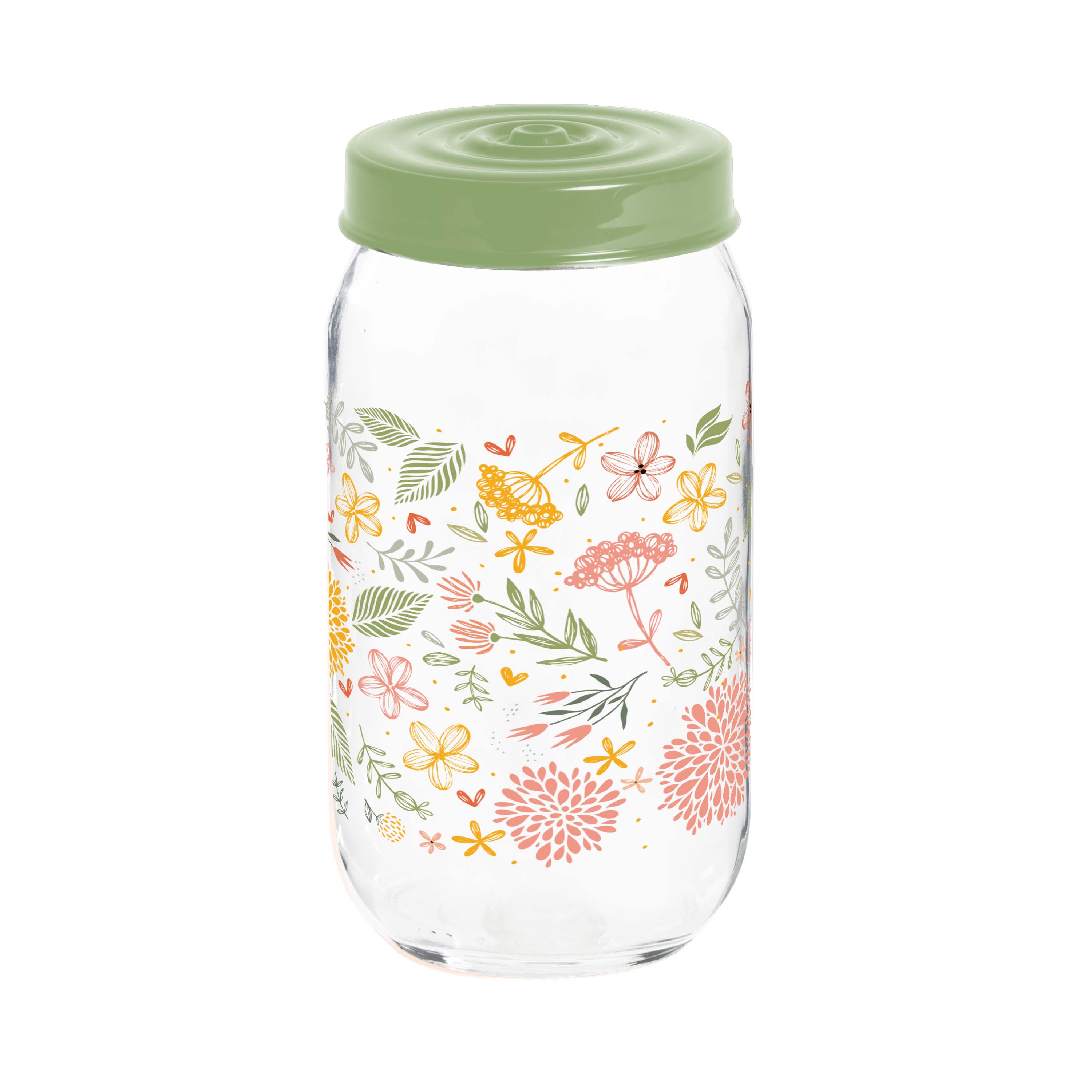 Levně Skleněná dóza s víčkem TORO 1000ml botanica