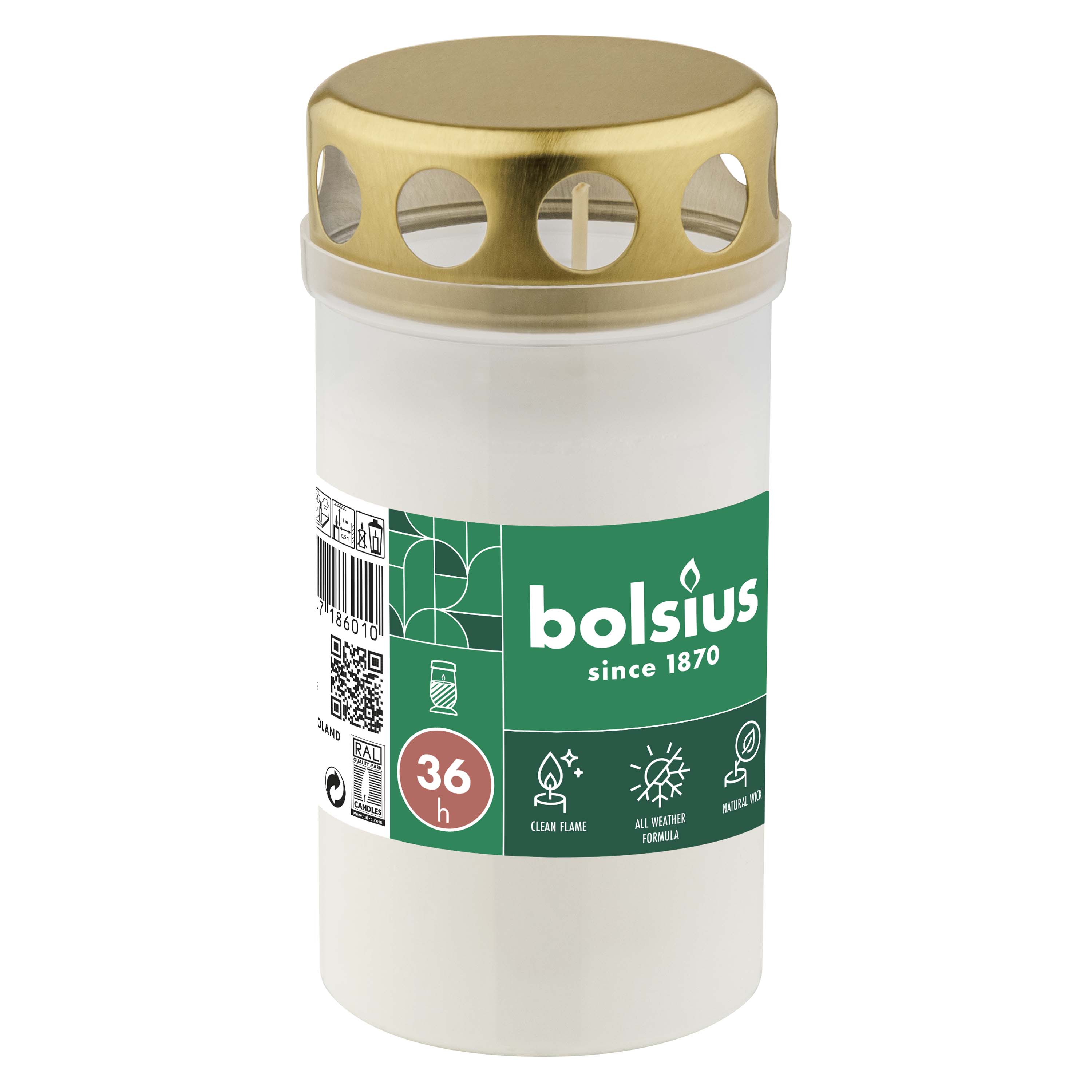 Levně Hřbitovní svíčka BOLSIUS 36 hodin bílá