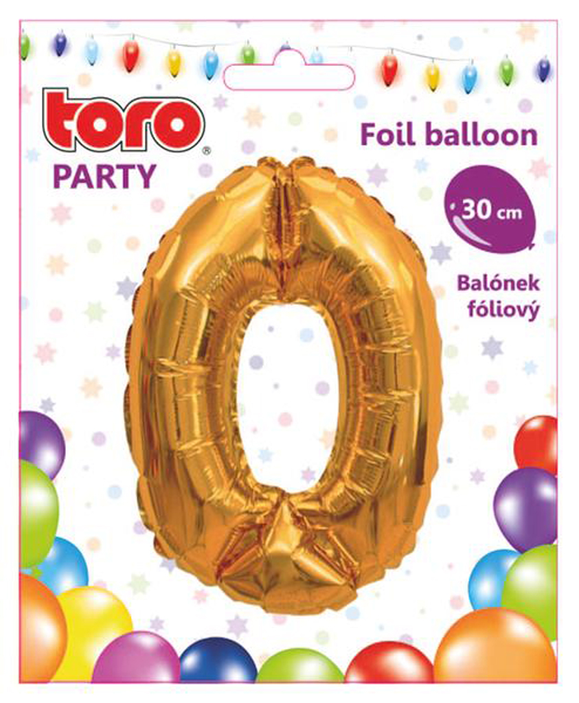 Levně Balónek foliový TORO číslice 0 30cm zlatý