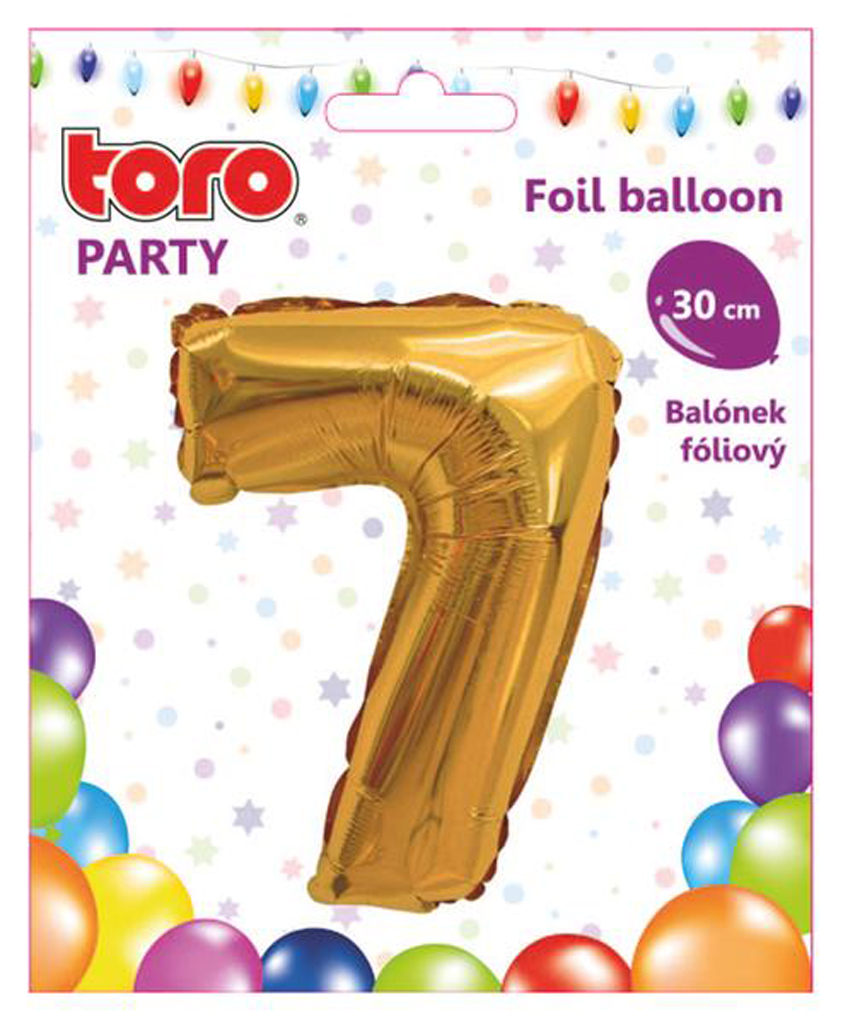 Levně Balónek foliový TORO číslice 7 30cm zlatý