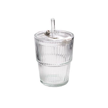 Sklenený pohár so slamkou TORO 320ml