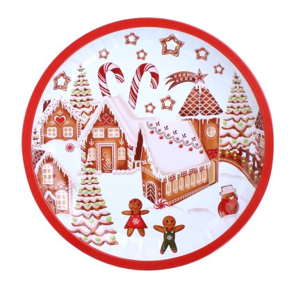 Plechový podnos TORO 26cm perníčková dedinka