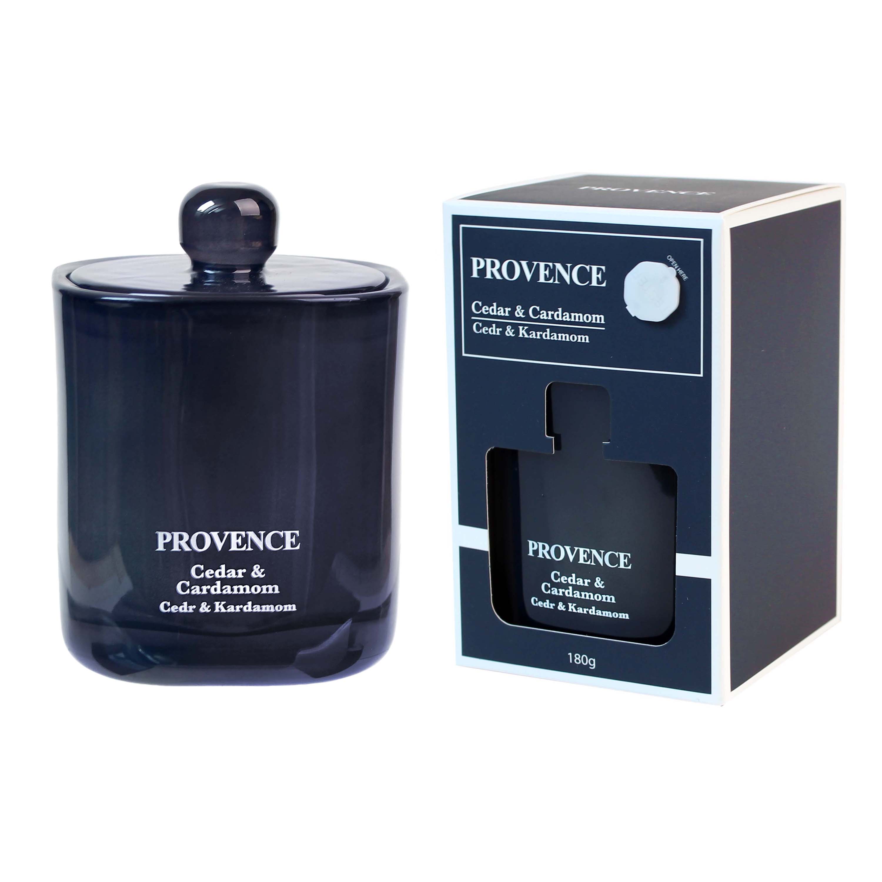 Vonná sviečka v skle PROVENCE 25 hodín céder kardamóm Vonná sviečka v skle PROVENCE 25 hodín céder kardamóm