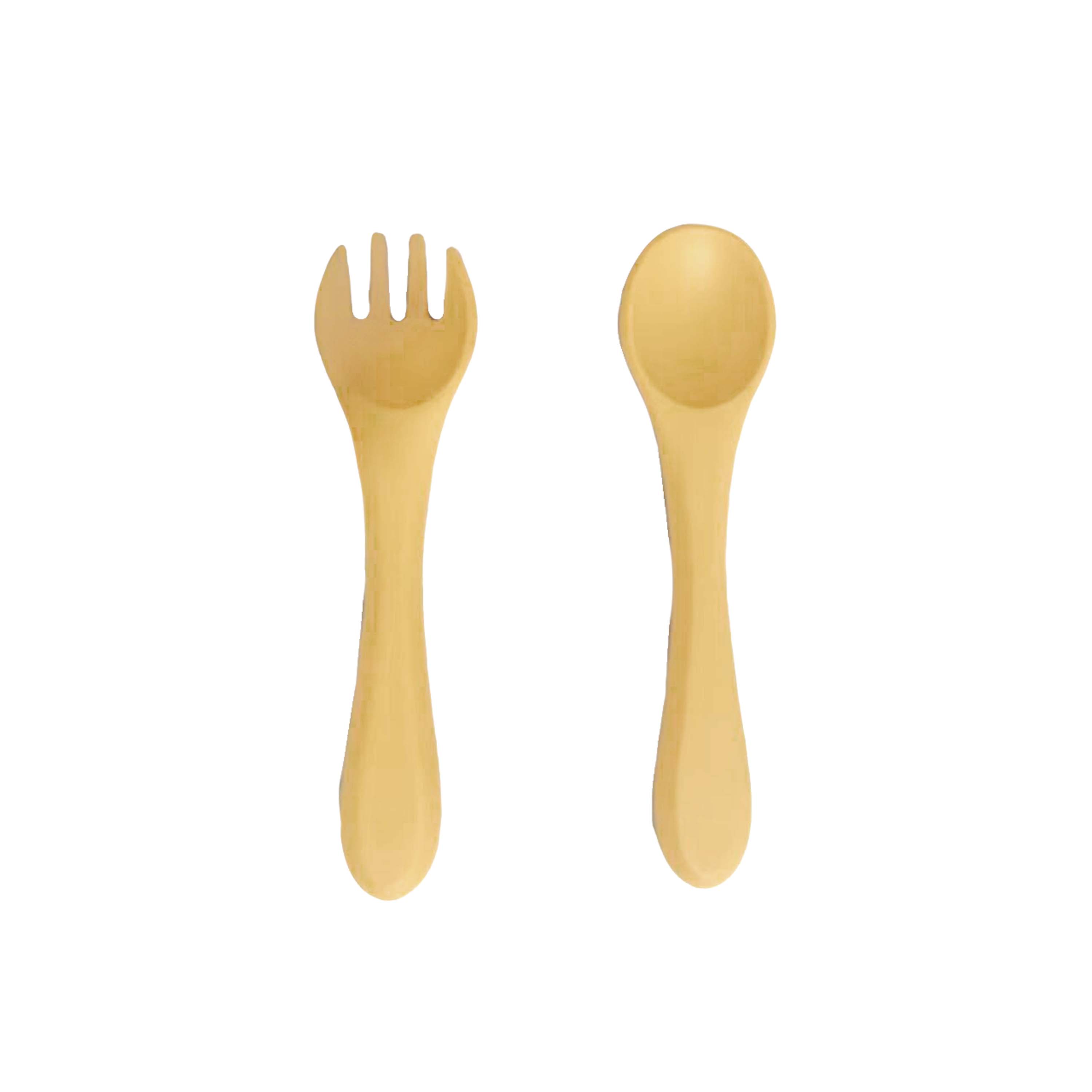 PRÍBORY PRE DETI 2KS SILIKÓNOVÉ KITCHISIMO ŽLTÉ