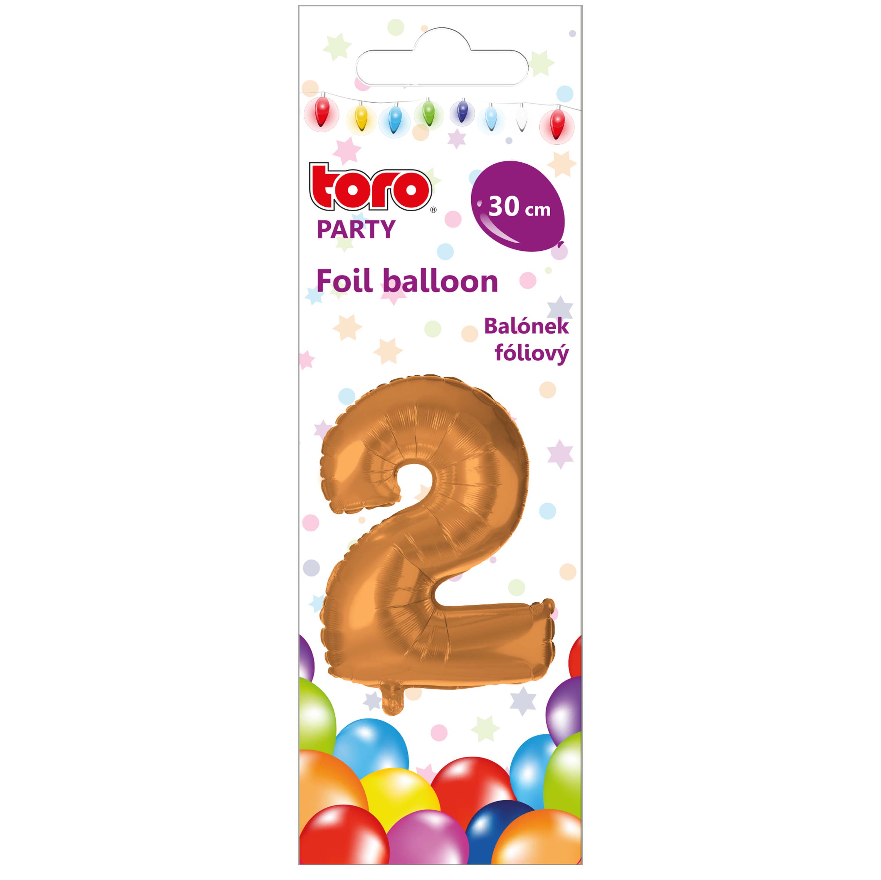Balónik fóliový TORO číslica 2 30cm bronzový