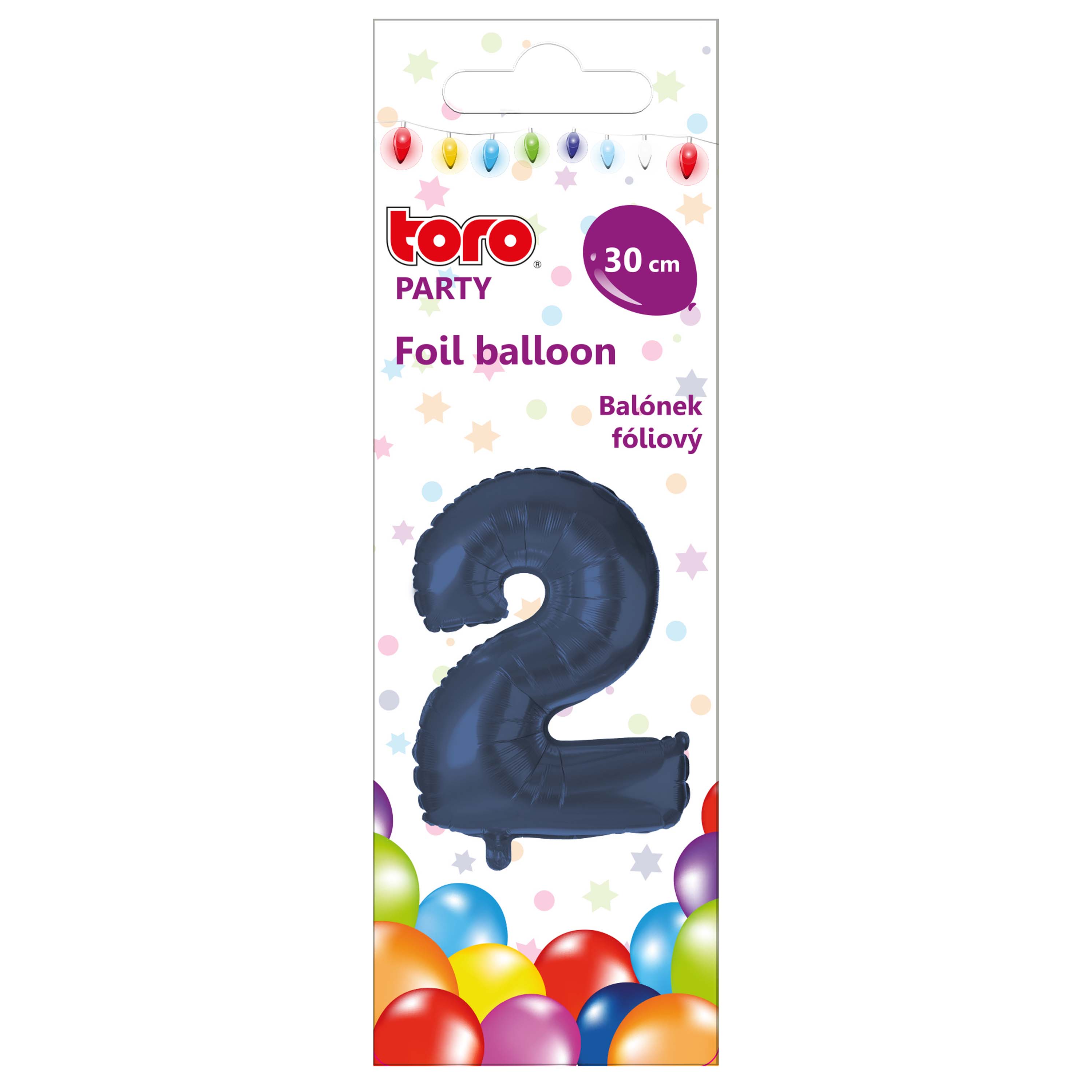 Balónik fóliový TORO číslica 2 30cm modrý