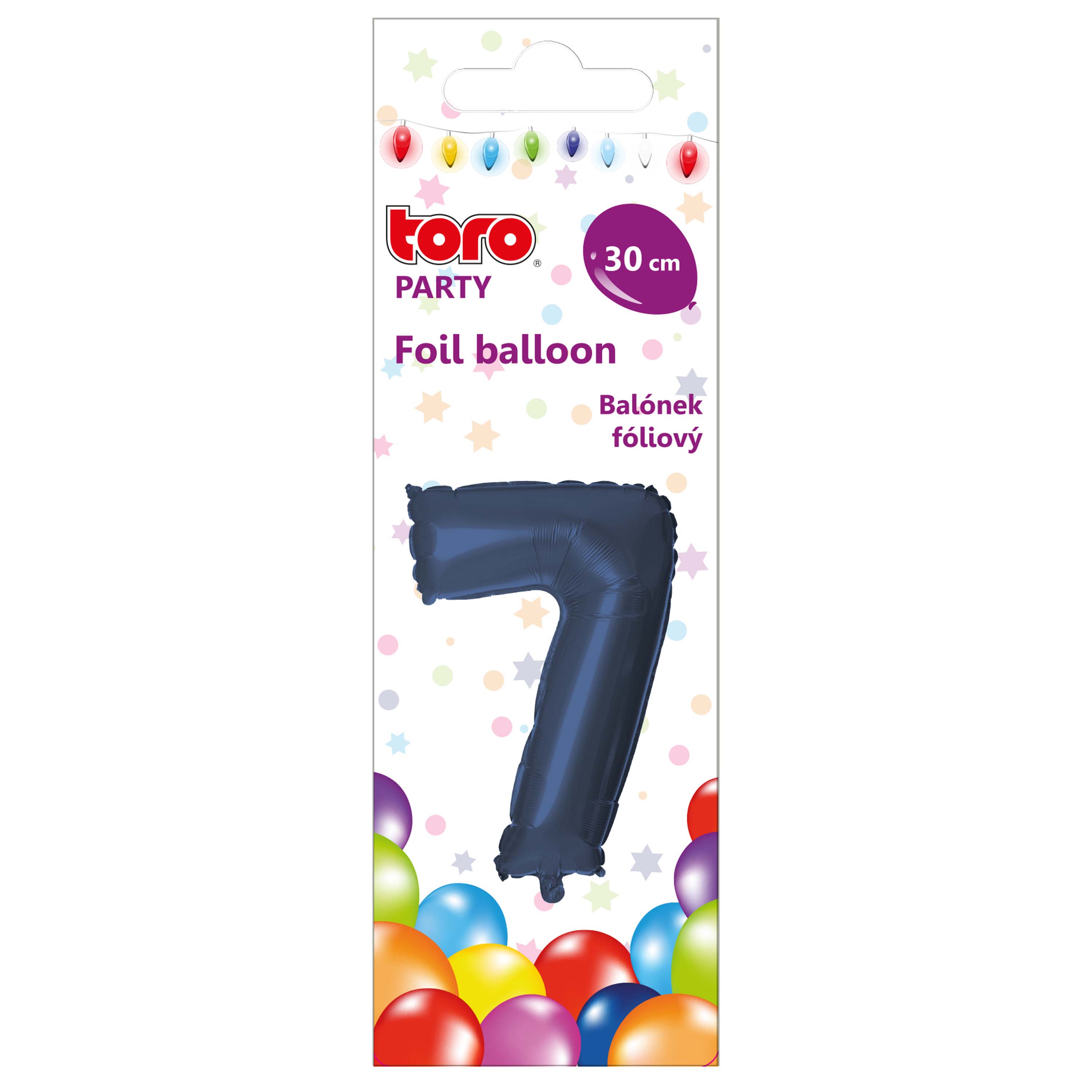 Balónik fóliový TORO číslica 7 30cm modrý