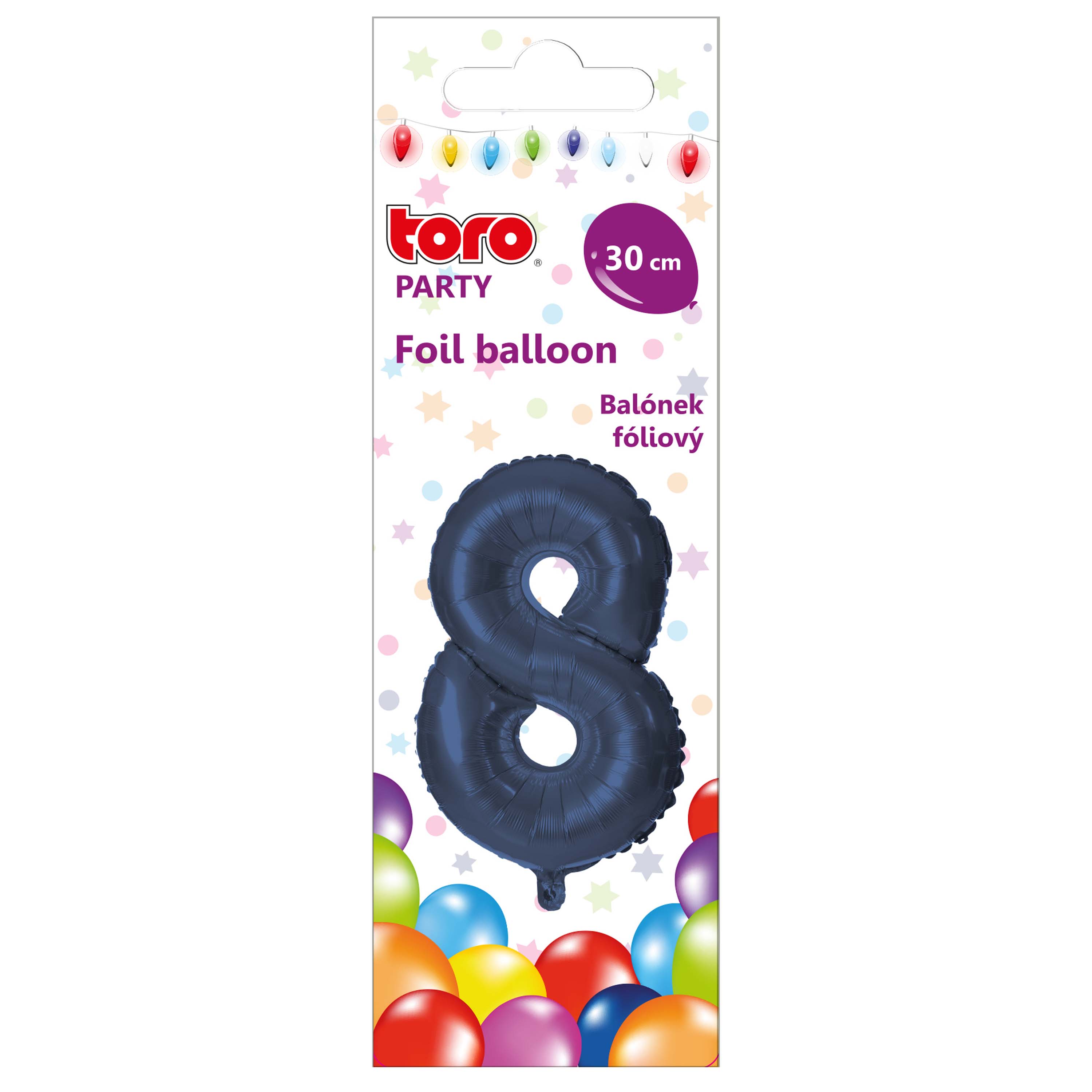 Balónik fóliový TORO číslica 8 30cm modrý