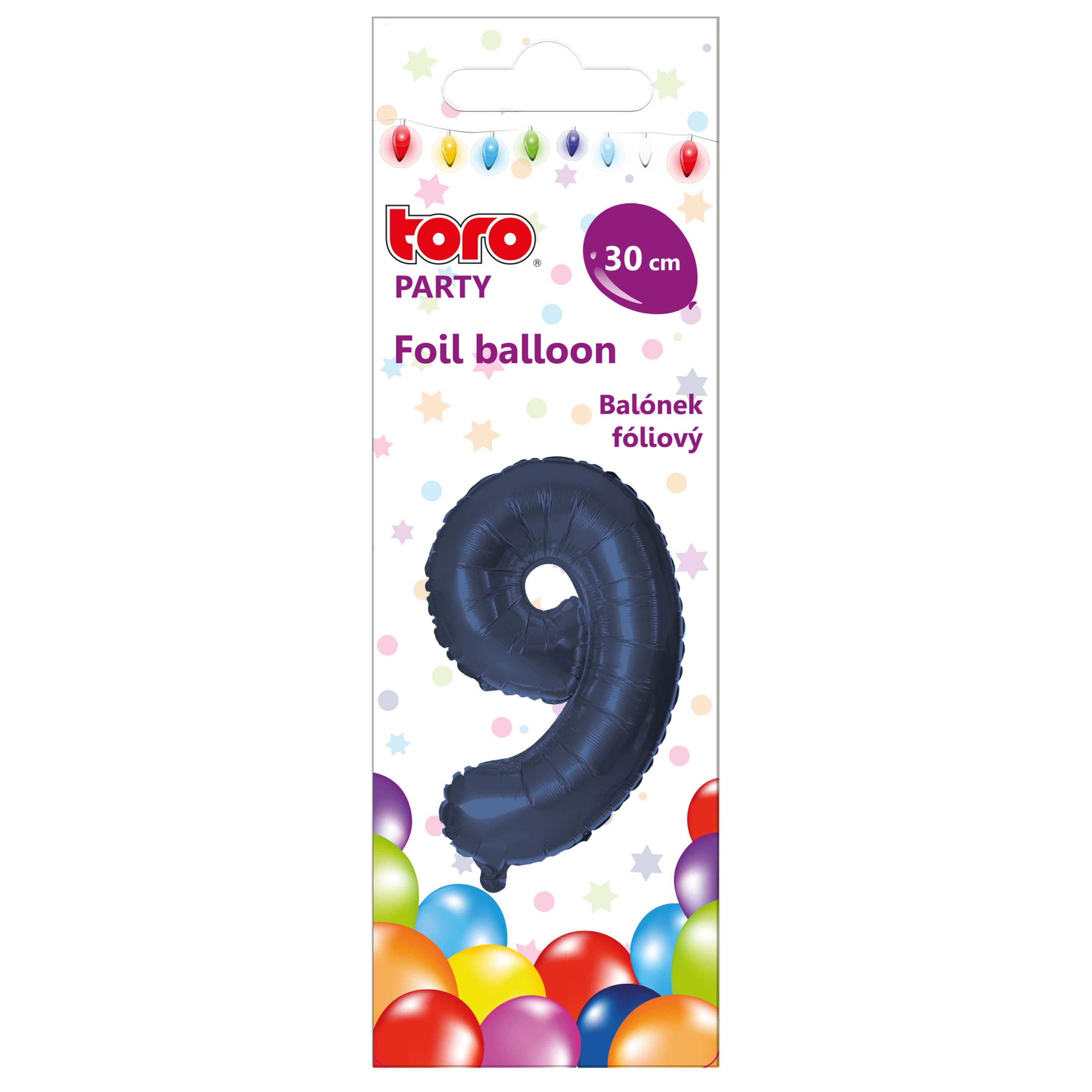 Balónik fóliový TORO číslica 9 30cm modrý