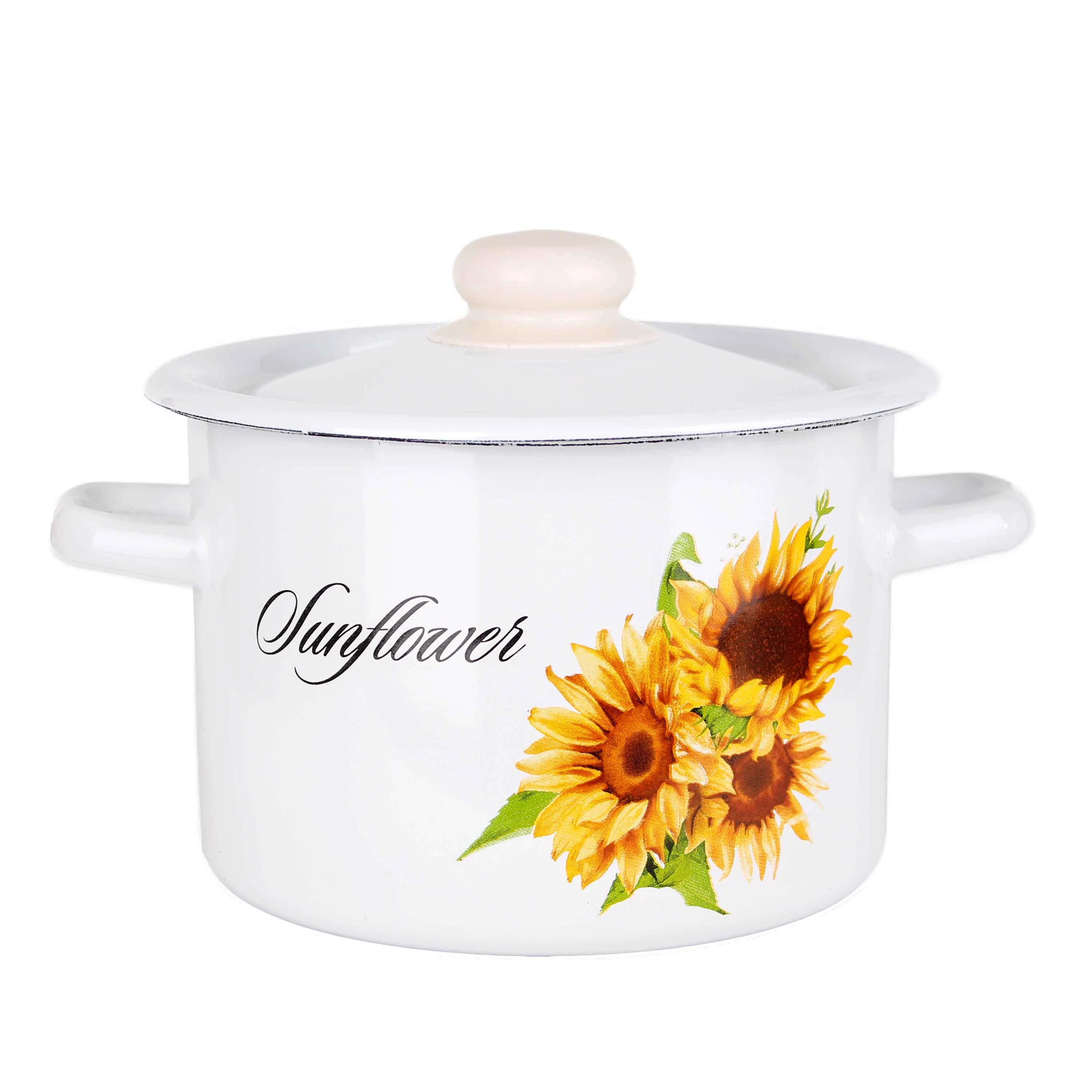 Smaltovaný hrniec s pokrievkou TORO 3l slnečnice