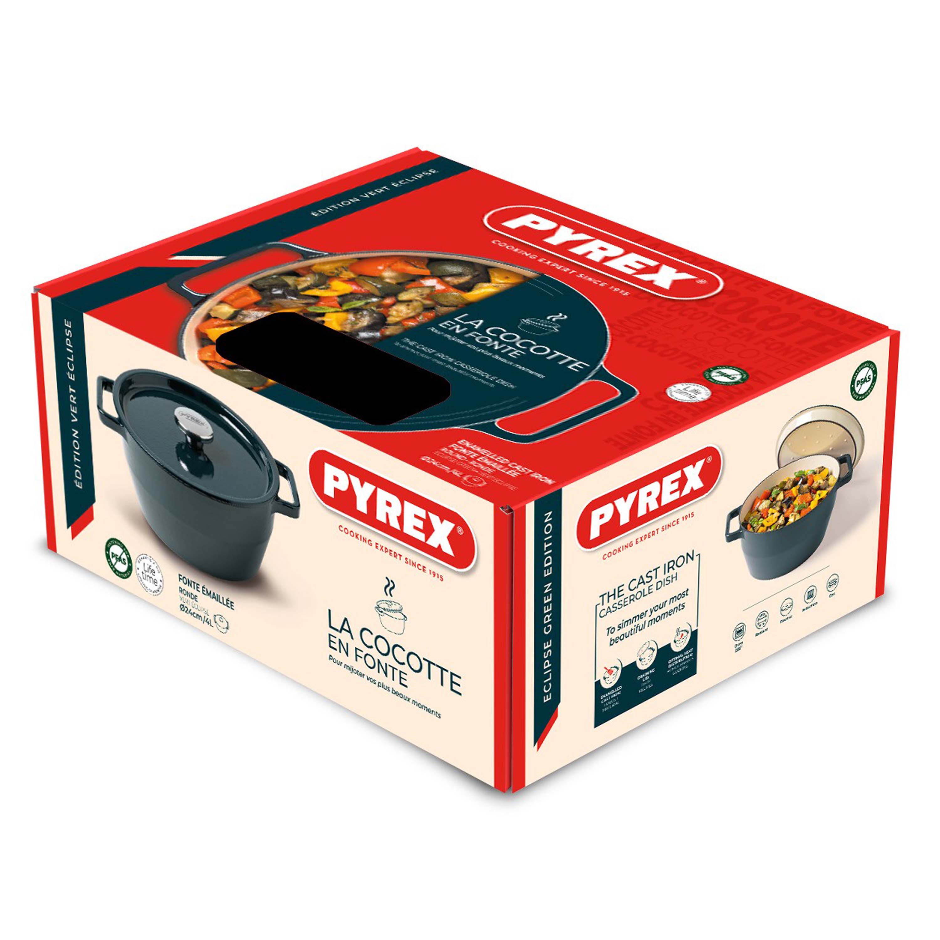 Liatinový kastról s pokrievkou PYREX 4l zelený