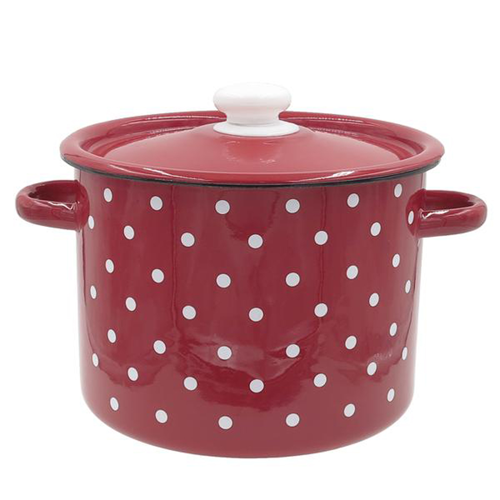 TORO Smaltovaný hrniec s pokrievkou 5,5l bodky