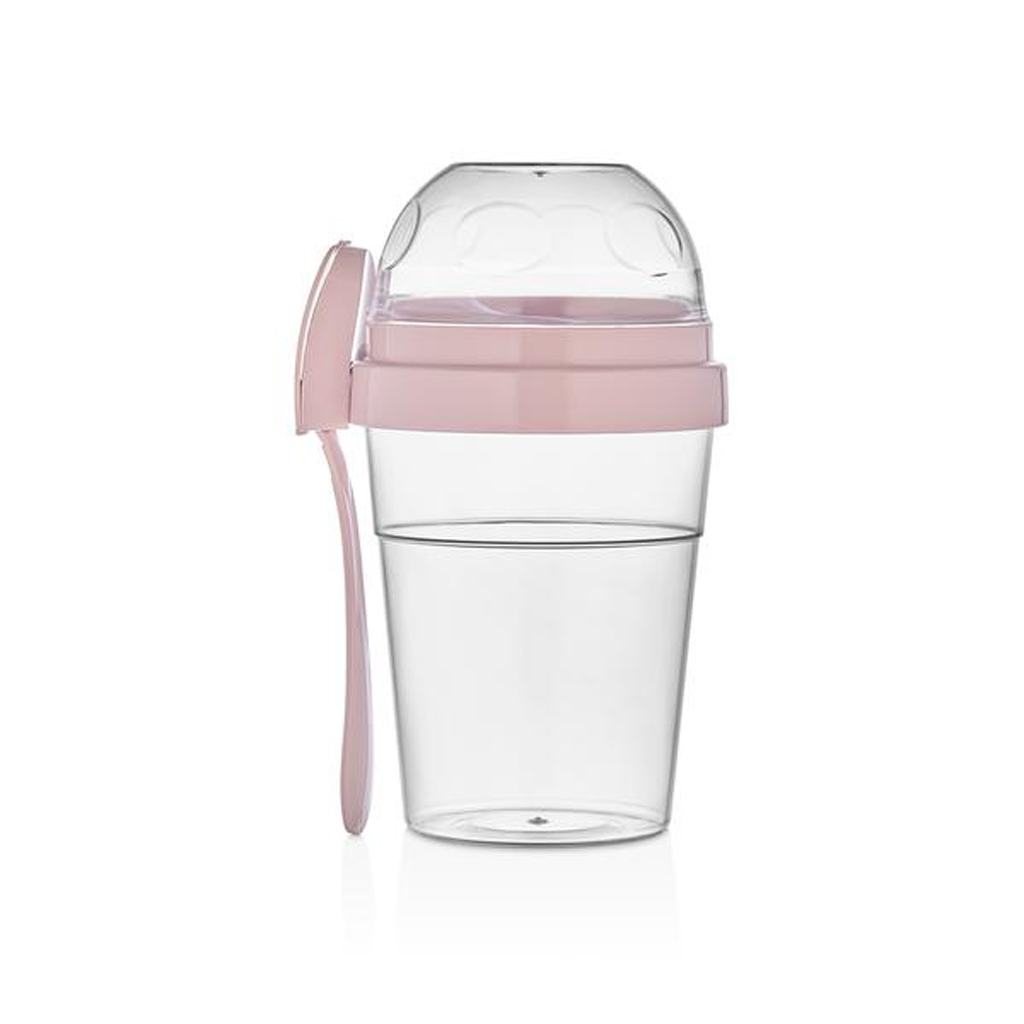 QLUX Plastová dóza 2GO s lyžičkou 2v1 600ml + 200ml