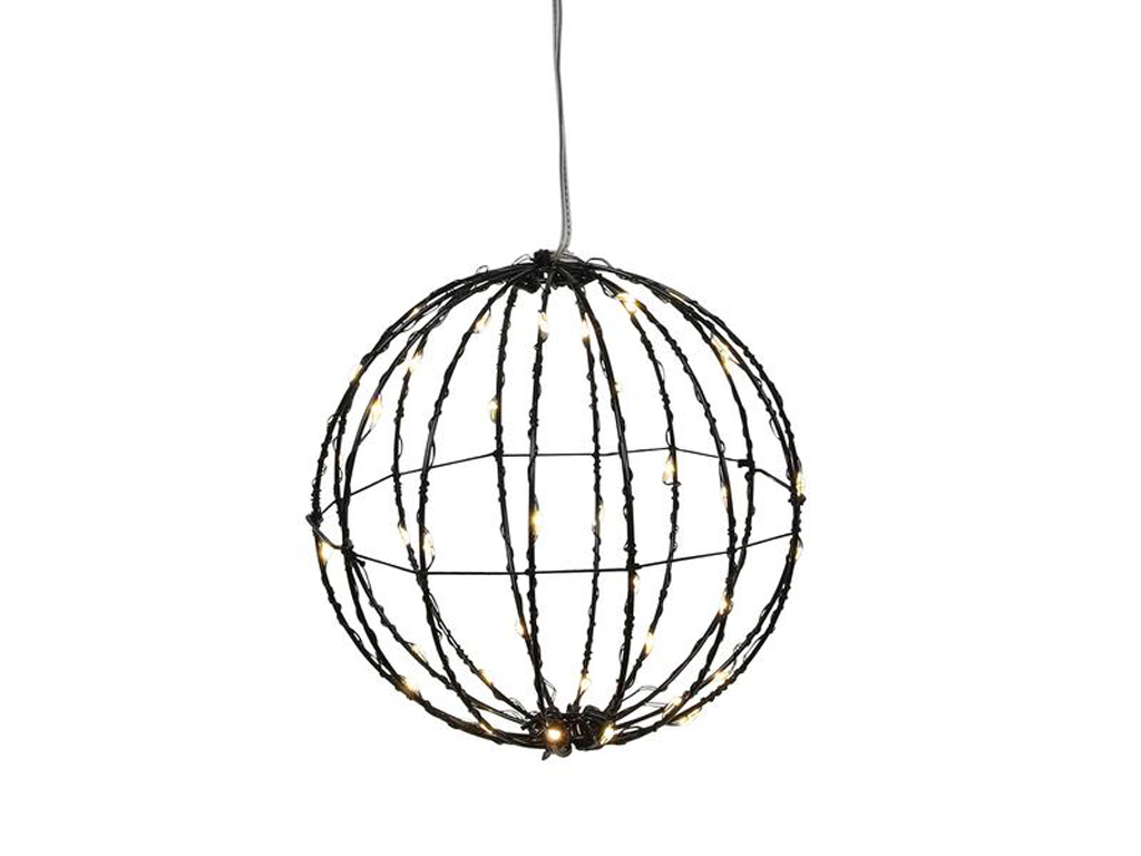 Vianočná dekorácia s časovačom 40LED čierna guľa 15cm