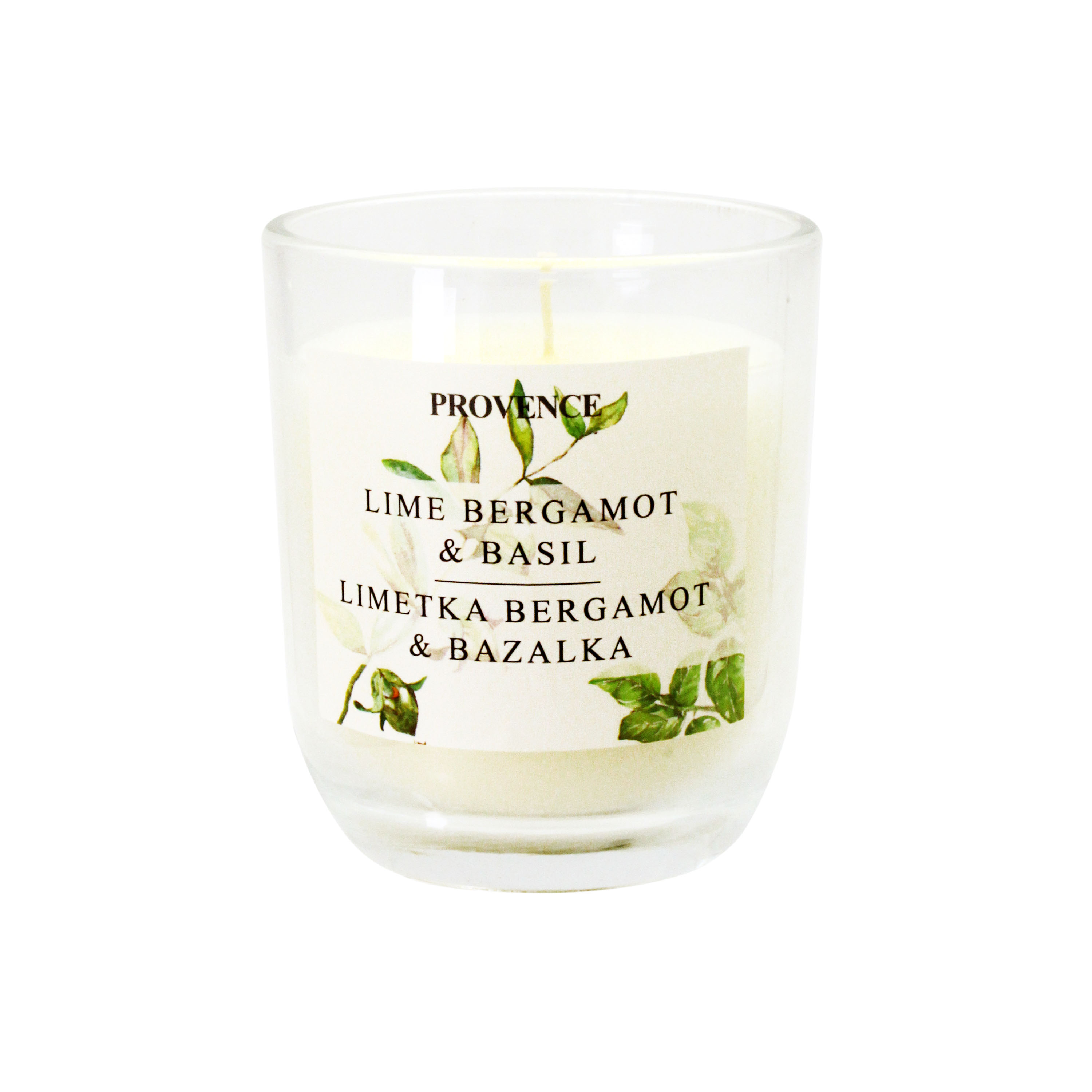 Vonná sviečka v skle PROVENCE 30 hodín limetka, bergamot a bazalka