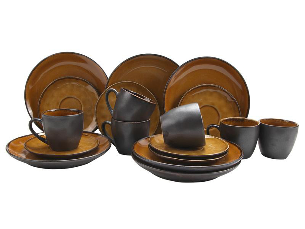 HIT KÁVOVÝ SET EVIA 18KS, GLAZOVANÁ KERAMIKA, JANTÁR