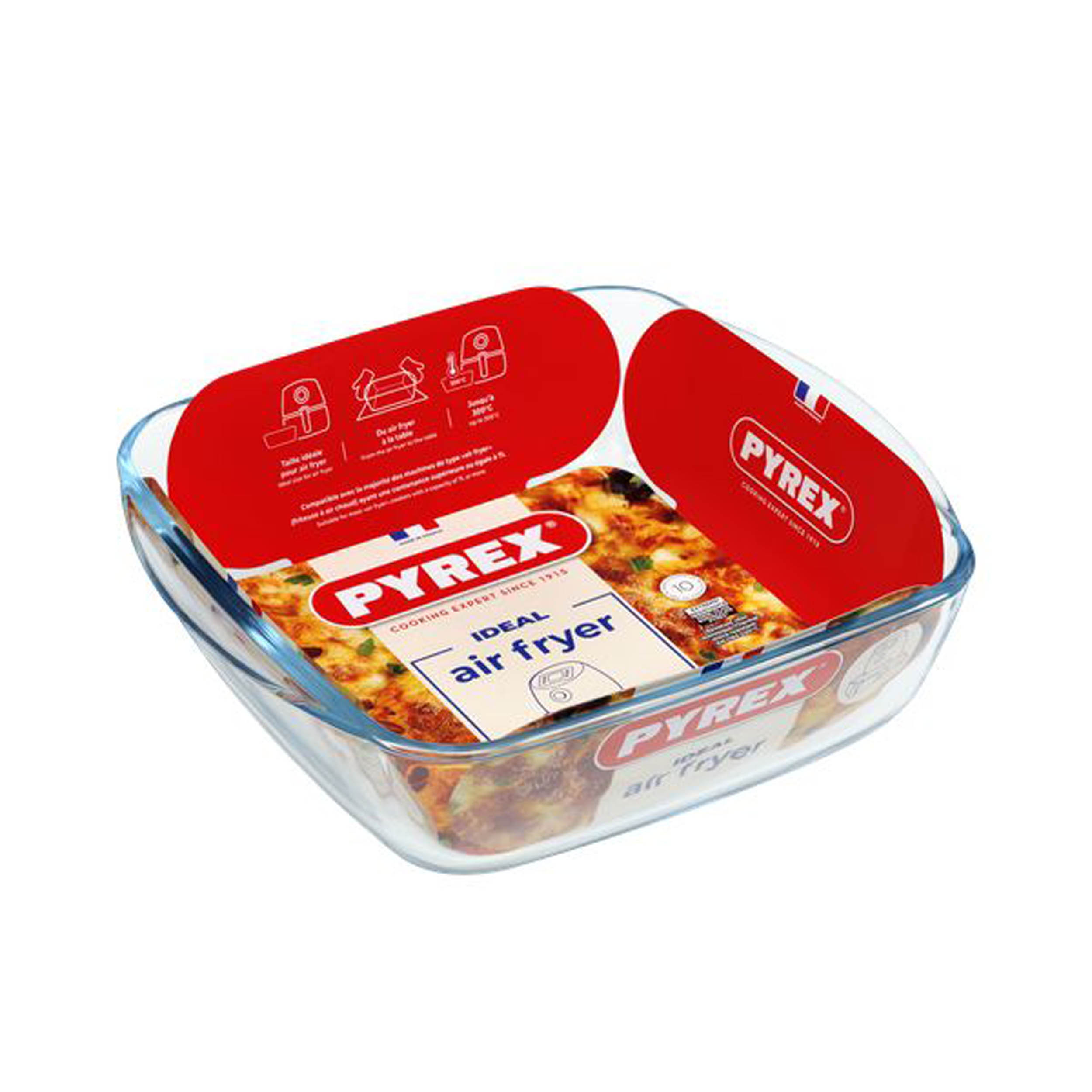 ŠTVORCOVÝ PLECH NA PEČENIE. PYREX 2,2L, 25X22X7CM, SKLO
