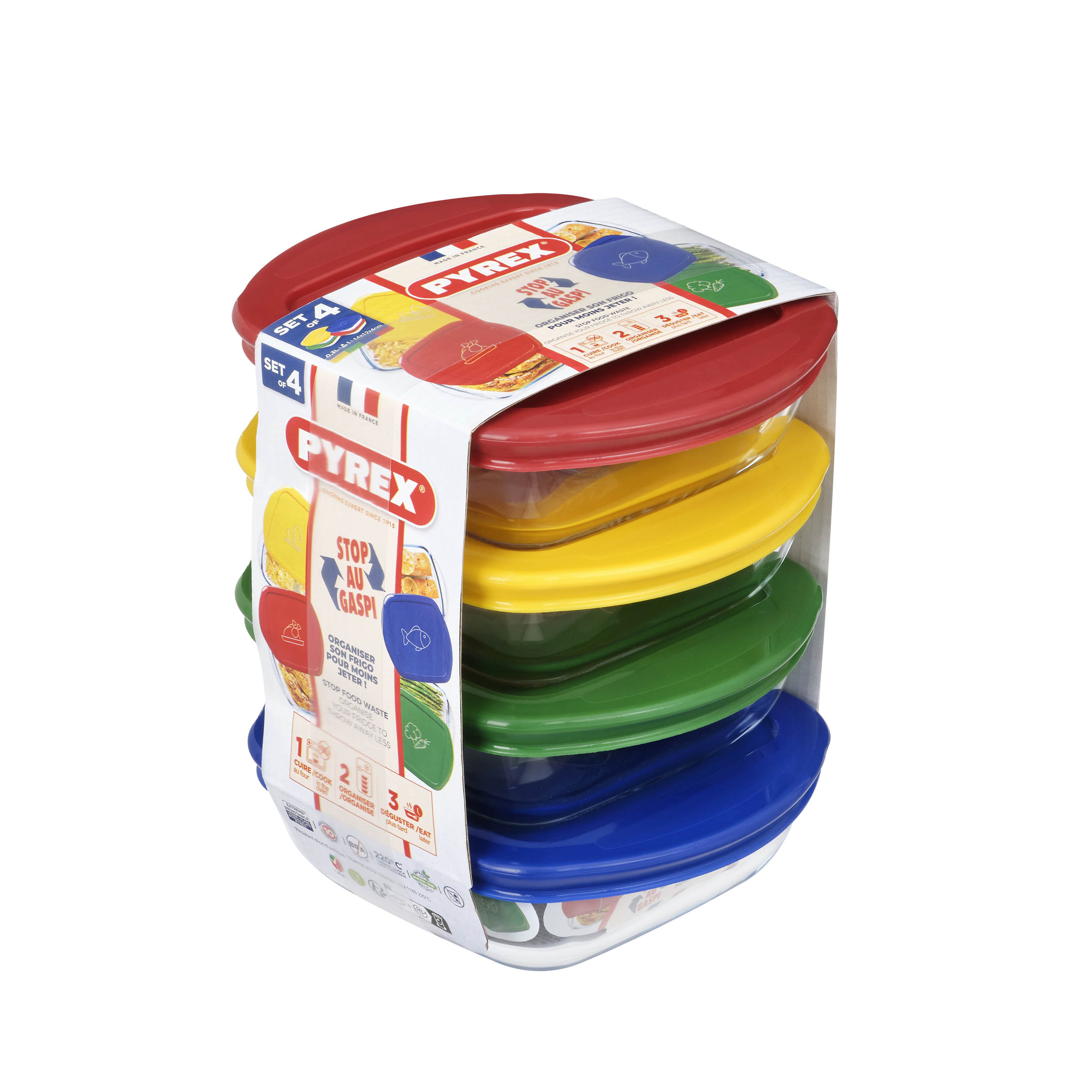 Pyrex SADA ŠTVORCOVÝCH PYREXOVÝCH POHÁROV 4KS, 0,3L, SKLO
