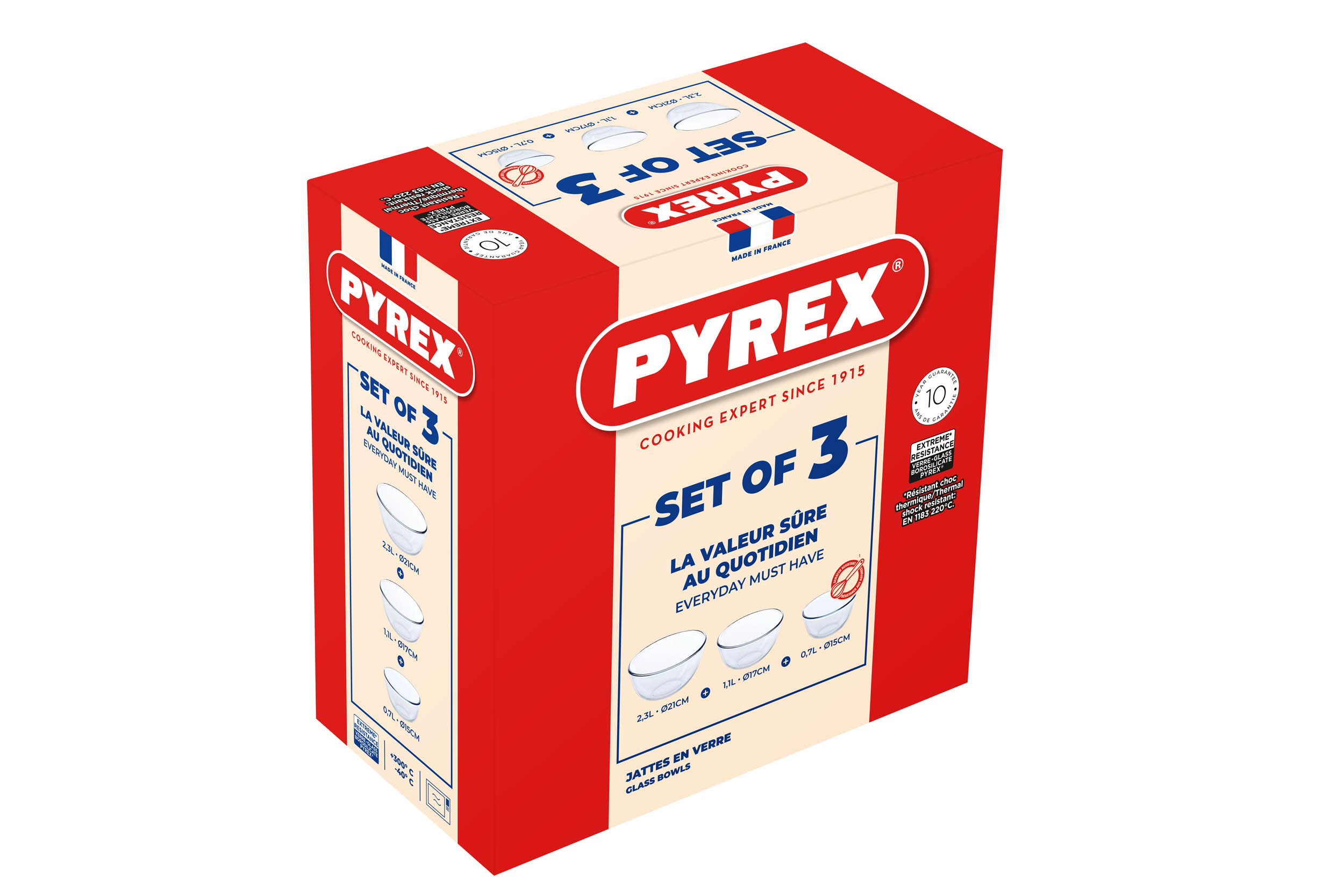 Pyrex SADA PYREXOVÝCH MISIEK 3KS, 0,7L+1,1L+2,3L, SKLO