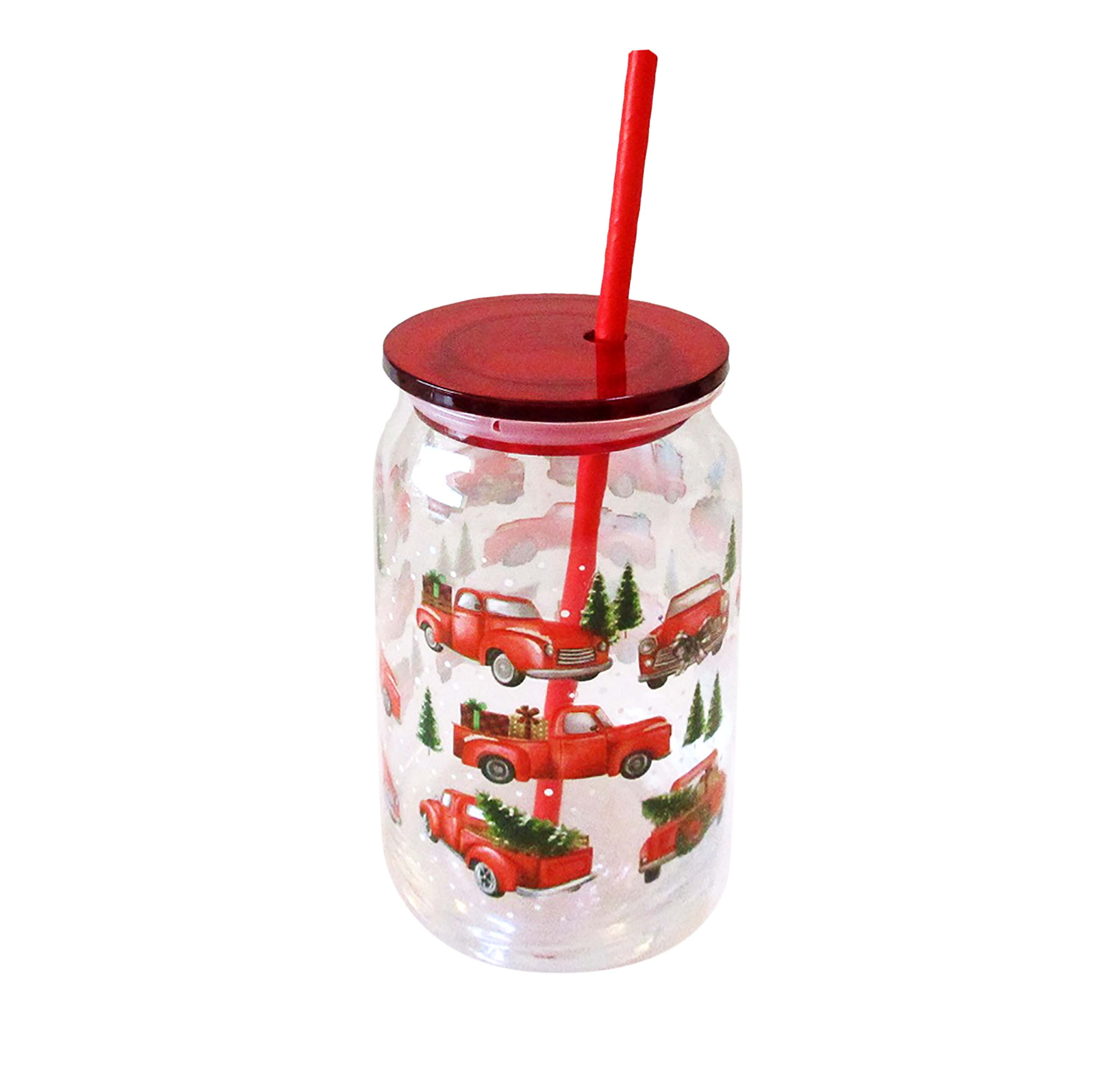 Pohár so slamkou TORO 480ml vianočný motív