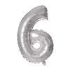 Balónik fóliový TORO číslica 6 30cm strieborný