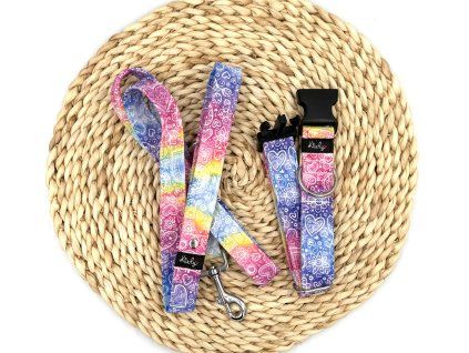 Vzor duhová srdíčka softshellové vodítko