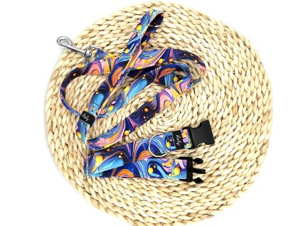 Vzor tekutá barva 2 softshellový obojek/vodítko