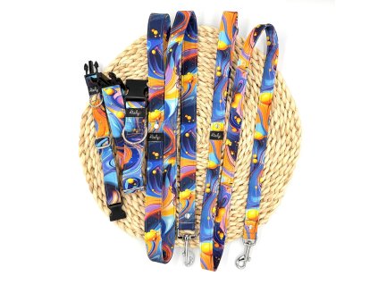 Vzor tekutá barva 2 softshellový obojek/vodítko