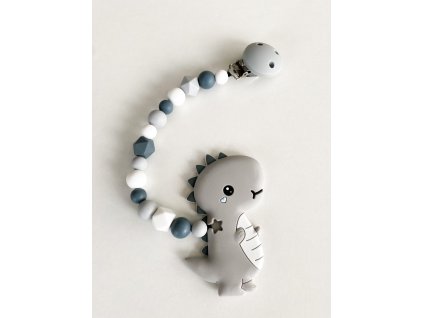 Kousátko na klipu Dino šedo bílé