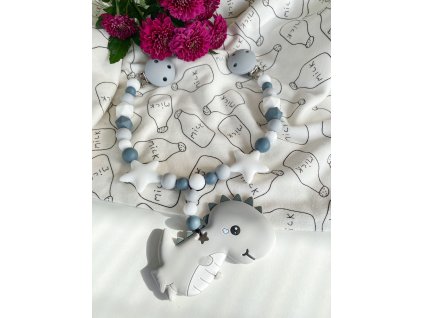 Závěs na kočárek Dino šedo bílý, www.kkbaby.cz