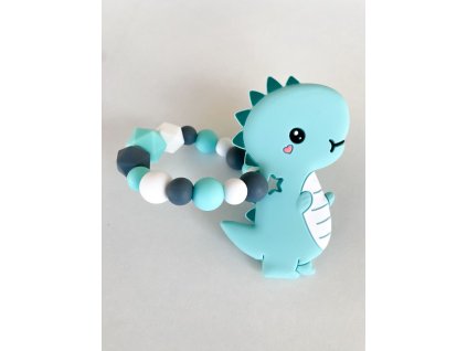 Kousátko do ruky Dino tyrkysovo šedé