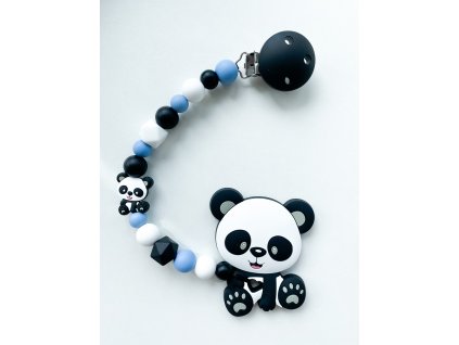 kousátko na klipu panda s modrou